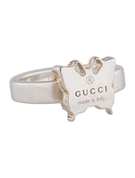 interlocking gucci ring|Gucci sterling silver butterfly ring.